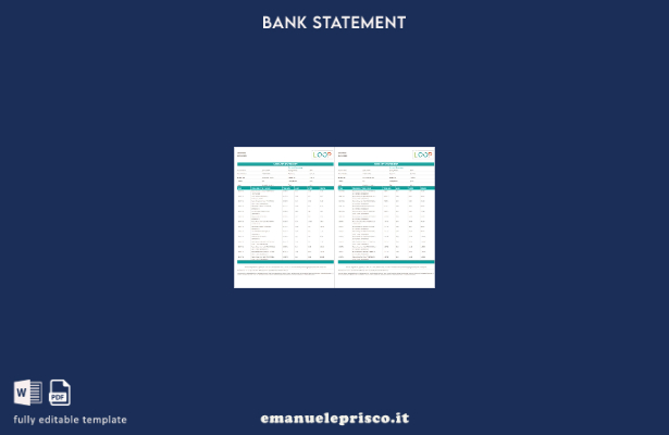 modello di pagine di parole dell'estratto conto bancario in stile verificato Ken